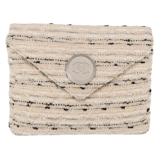 Chanel Vintage Envelope Chain Clutch Tweed White Bag