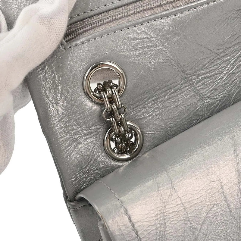 Chanel Reissue 2.55 Double Compartment Flap Quilted Aged Calfskin Silver Bag