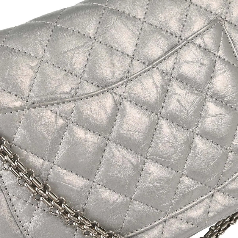 Chanel Reissue 2.55 Double Compartment Flap Quilted Aged Calfskin Silver Bag