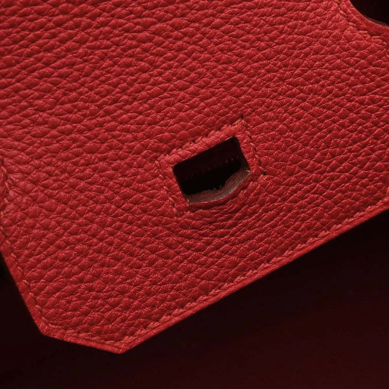 Hermes Birkin Red Togo With Palladium Hardware Leather Bag