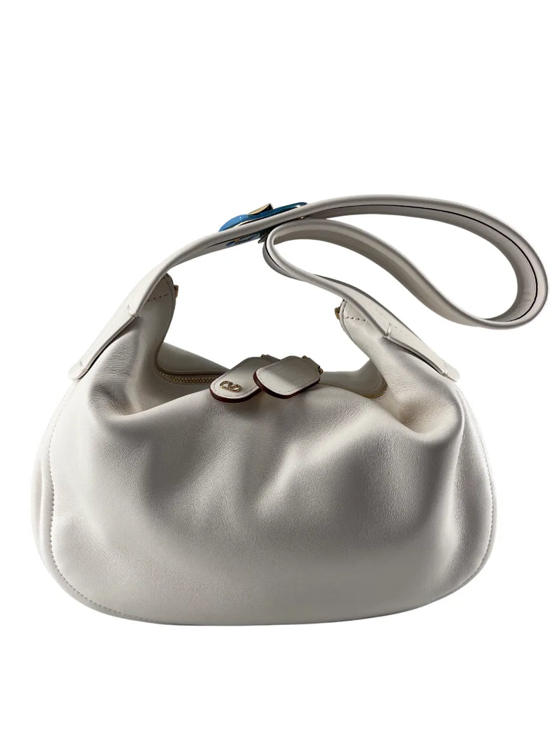 Valentino Garavani Ruffle Leather White Bag