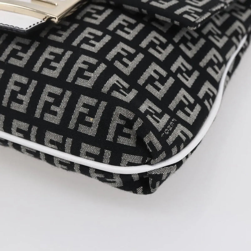 Fendi Vintage Flap Zucchino Canvas Black Bag