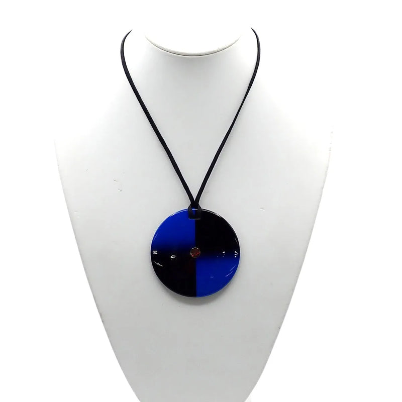 Hermes Necklace Buffalo Horn And Lacquer Blue Jewelry