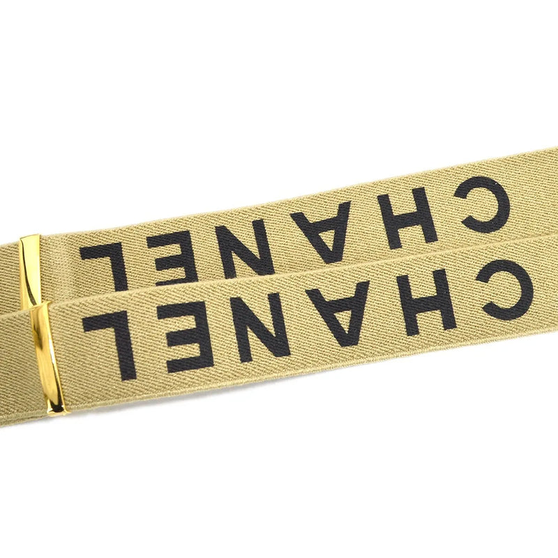 Chanel Logo Suspenders Canvas Beige Accessory