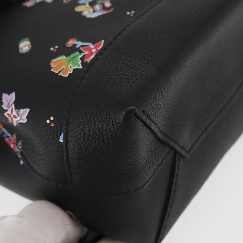 Louis Vuitton Lockme Floral Printed Leather Black Bag