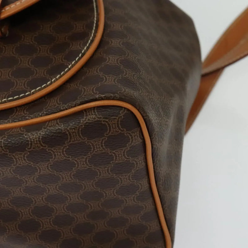 Celine Vintage Macadam Canvas And Leather Brown Pvc Bag