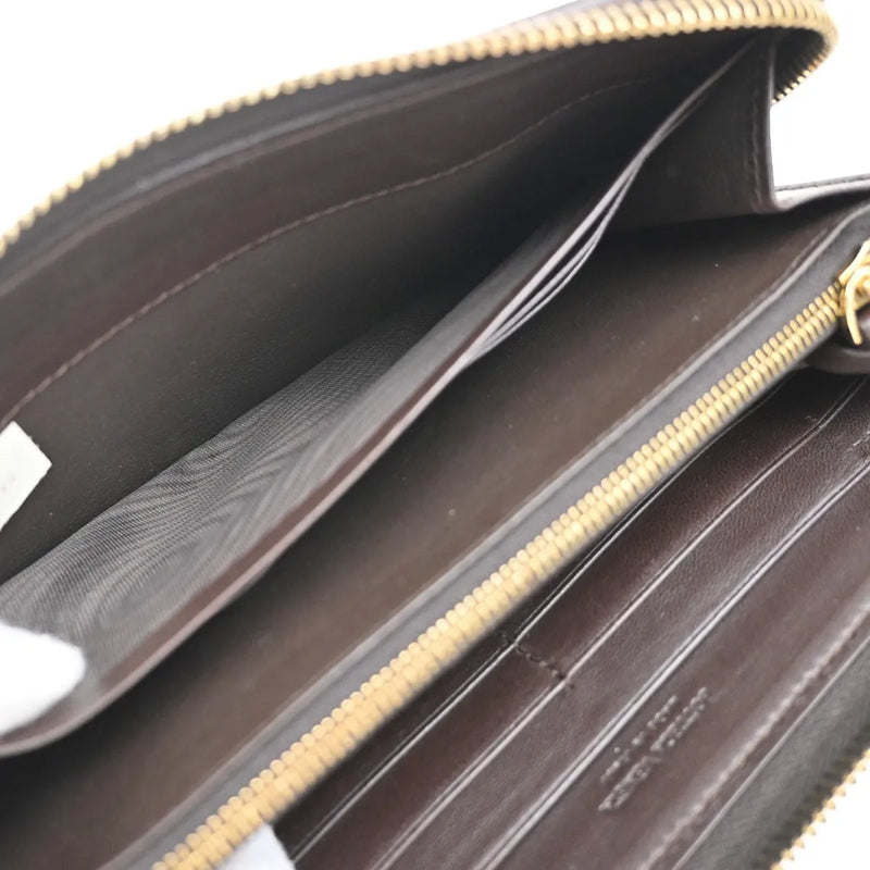 Bottega Veneta Intrecciato Long Zip Leather Brown Accessory