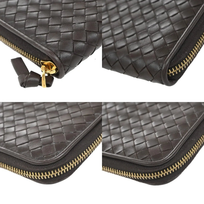 Bottega Veneta Intrecciato Long Zip Leather Brown Accessory