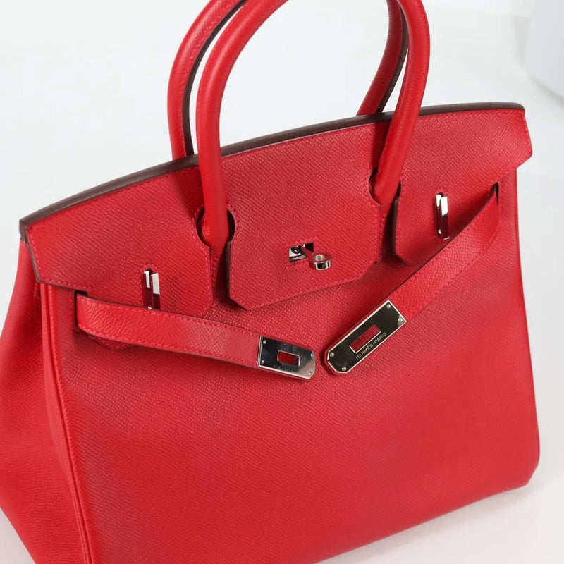 Hermes Birkin Red Epsom With Palladium Hardware Leather Bag