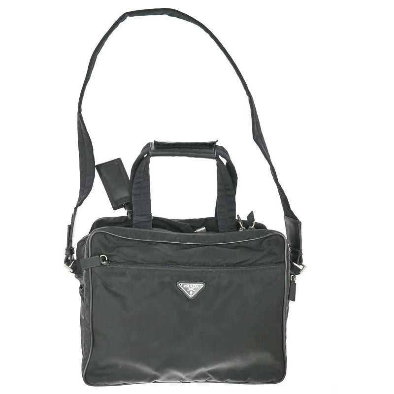 Prada Expandable Front Zip Boston Tessuto Black Nylon Bag