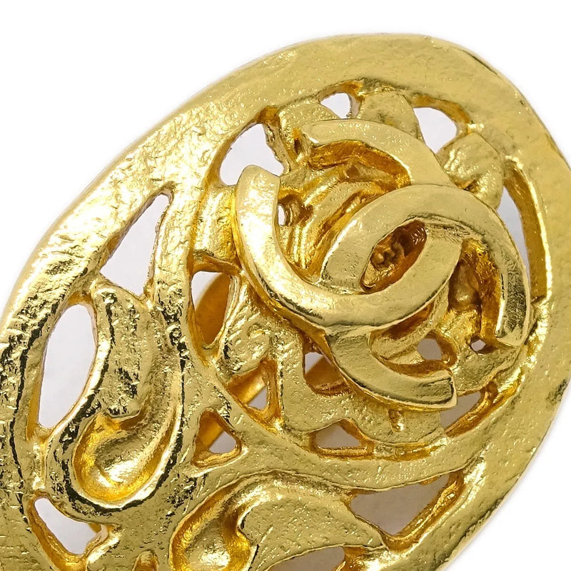 Chanel Cc Oval Tag Drop Hoop Metal Gold Gold_plated Jewelry