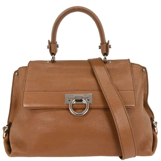 Salvatore Ferragamo Sofia Satchel Leather Brown Bag