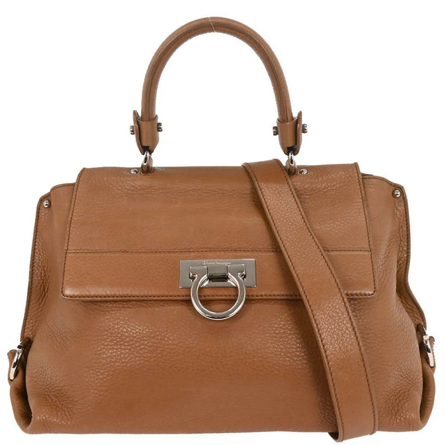 Salvatore Ferragamo Sofia Satchel Leather Brown Bag