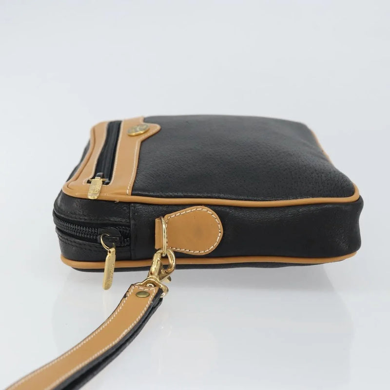Gucci Vintage Clutch Leather Black Bag