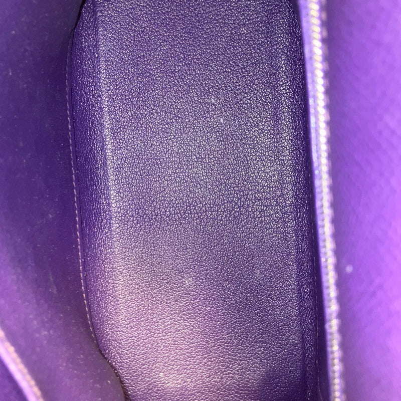 Hermes Kelly Purple Epsom With Palladium Hardware Leather Bag