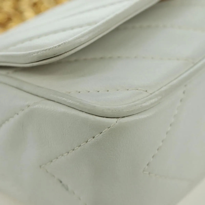 Chanel Vintage Gripoix Flap Leather White Bag