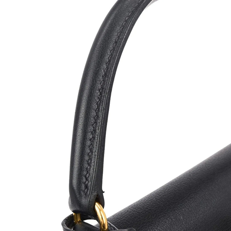 Hermes Kelly Blue Courchevel With Gold Hardware Leather Bag