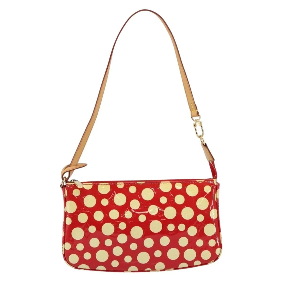 Louis Vuitton Pochette Accessoires Yayoi Kusama Painted Dots Monogram Vernis Red Patent_leather Bag