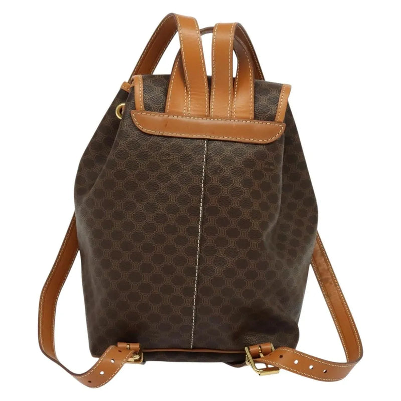 Celine Vintage Macadam Canvas And Leather Brown Pvc Bag