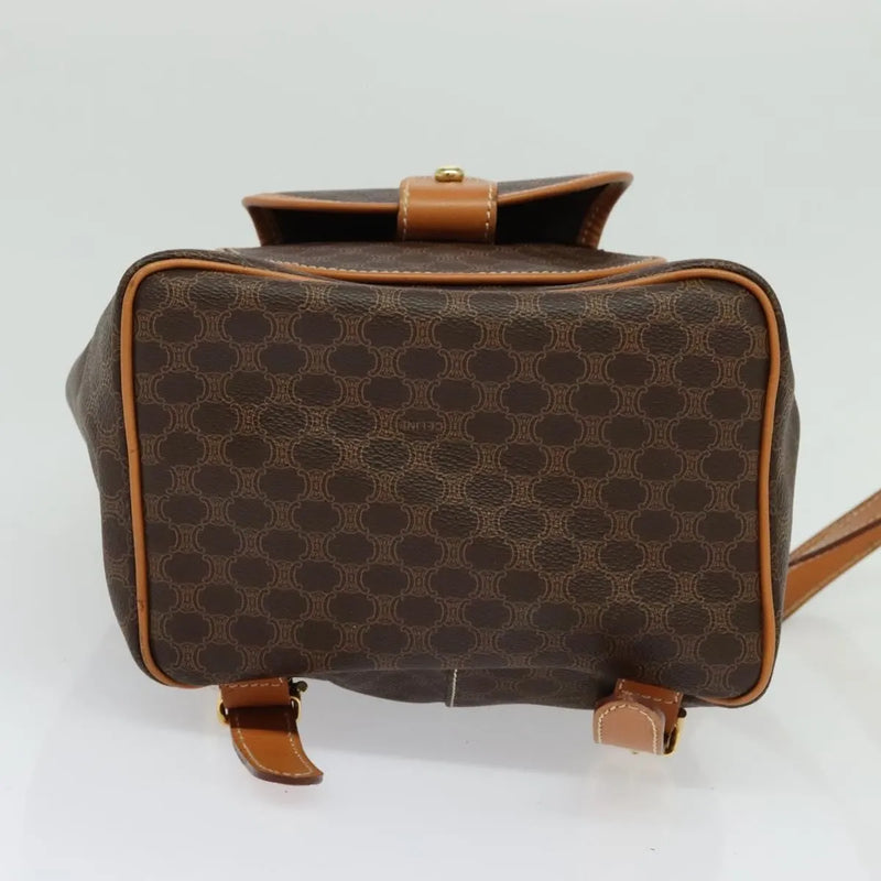 Celine Vintage Macadam Canvas And Leather Brown Pvc Bag