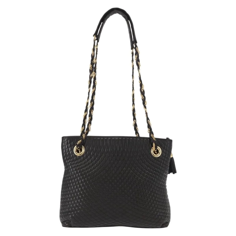 Bally Vintage Chain Quilted Leather Black Bag