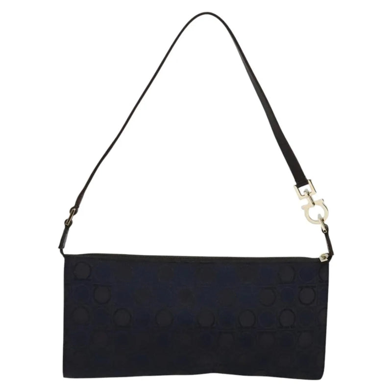 Salvatore Ferragamo Gancini Canvas Navy Bag
