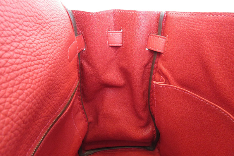 Hermes Kelly Red Clemence With Gold Hardware Leather Bag