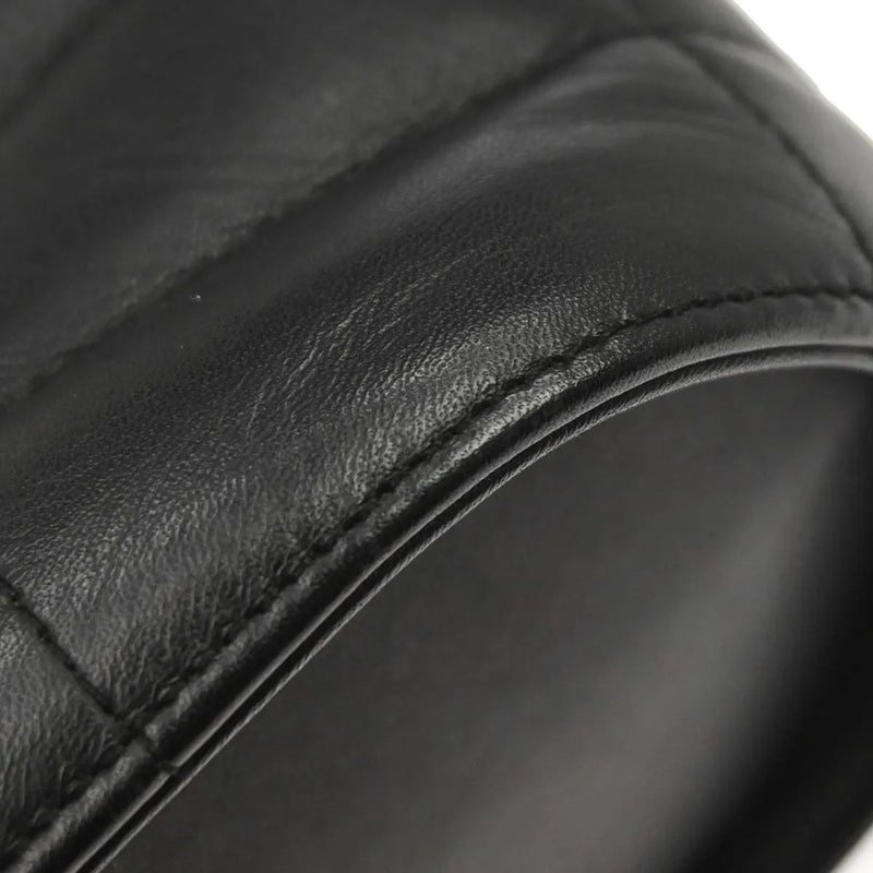 Chanel Vintage Chocolate Bar Tote Quilted Leather Black Bag