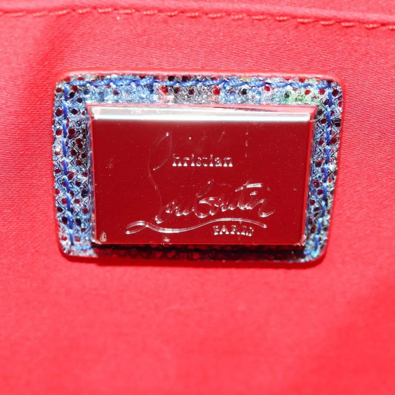 Christian Louboutin Loubiclutch Spiked Printed Leather Red Canvas Bag