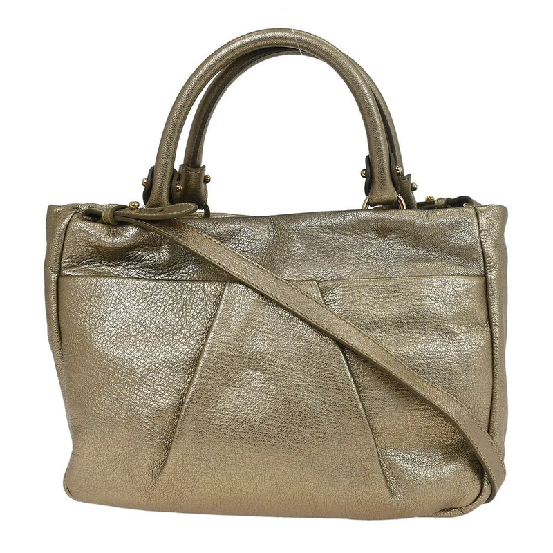 Salvatore Ferragamo Vala Leather Gold Bag