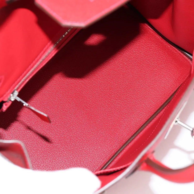 Hermes Birkin Red Epsom With Palladium Hardware Leather Bag