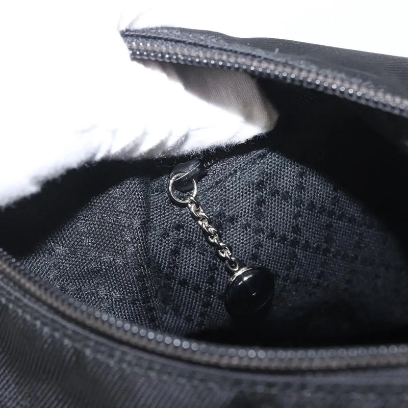 Gucci Vintage Bamboo Shoulder Nylon Black Bag