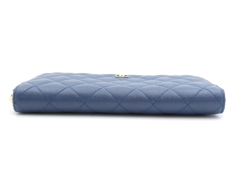 Chanel Matelasse Zippy Cc Navy Leather Accessory