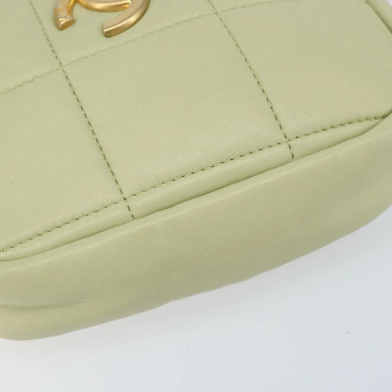 Chanel Diamond Chain Quilted Lambskin Green Leather Bag