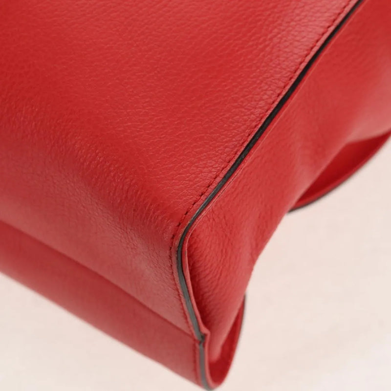 Gucci Grand Prix Interlocking Gg Tote Grainy Leather Red Bag