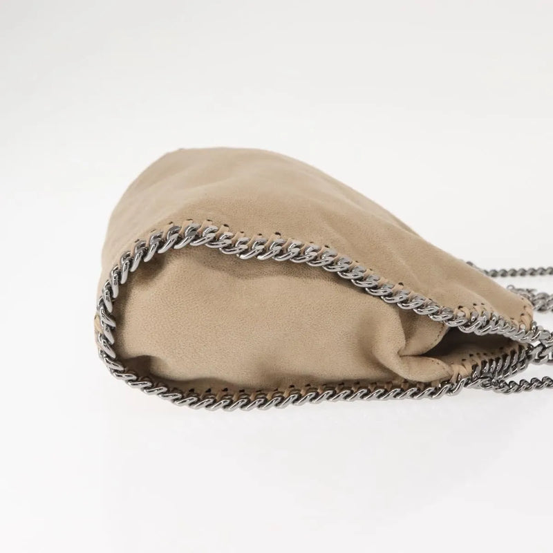 Stella Mccartney Falabella Fold Over Shaggy Deer Beige Polyester Bag