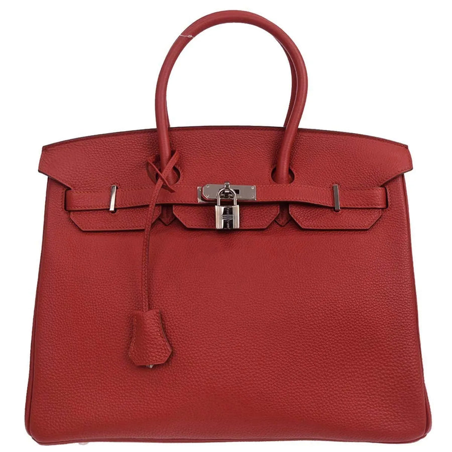 Hermes Birkin Red Togo With Palladium Hardware Leather Bag