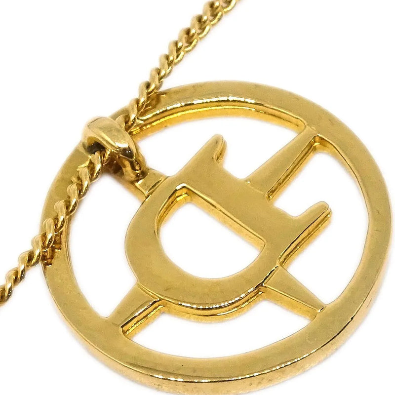Christian Dior Cd Round Pendant Metal Gold Gold_plated Jewelry