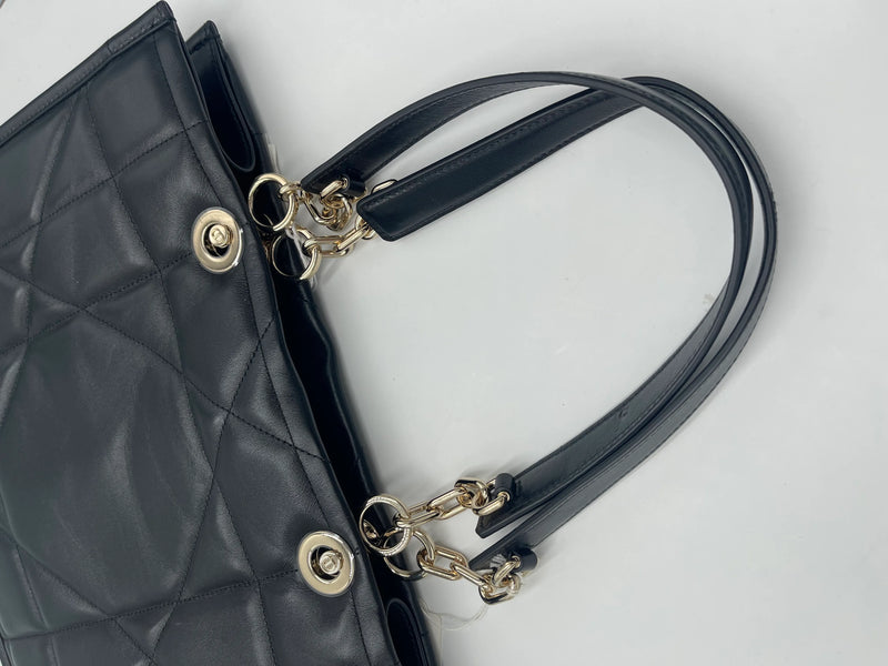 Christian Dior Essential Tote Archicannage Quilt Calfskin Black Leather Bag