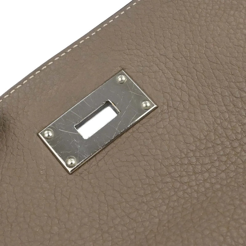 Hermes Shoulder Kelly Clemence Gray Leather Bag