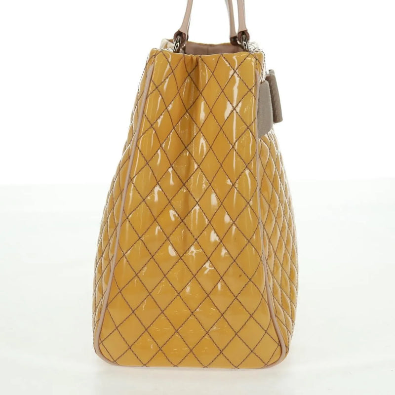 Salvatore Ferragamo Vala Patent Leather Yellow Patent_leather Bag