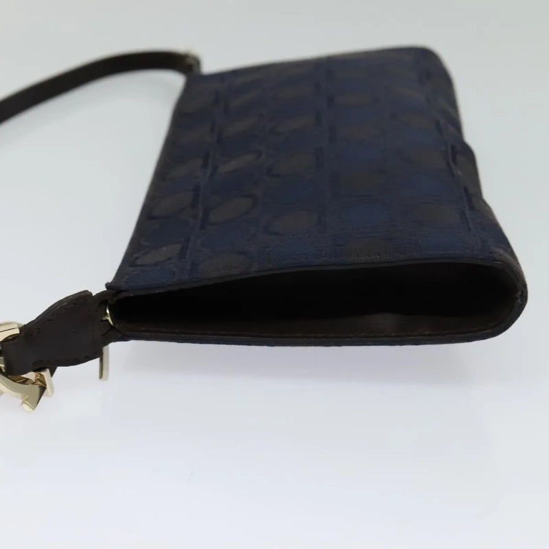 Salvatore Ferragamo Gancini Canvas Navy Bag
