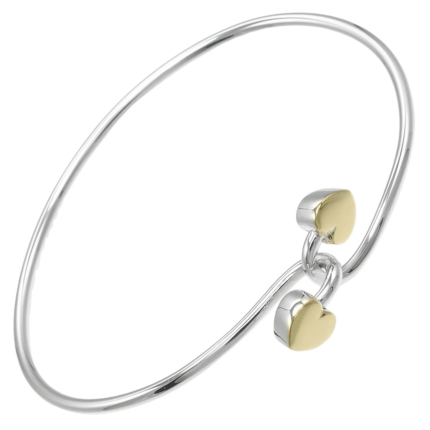 Tiffany & Co. Double Heart Lock Bangle Sterling Silver With 18k Yellow Gold Jewelry