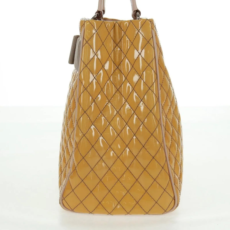 Salvatore Ferragamo Vala Patent Leather Yellow Patent_leather Bag