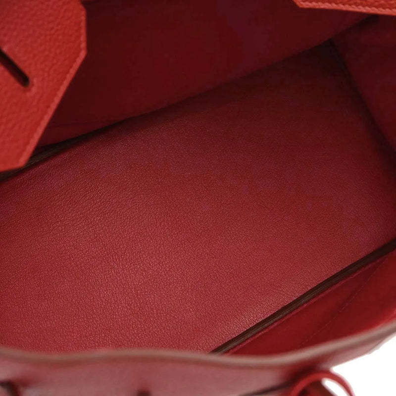 Hermes Birkin Red Togo With Palladium Hardware Leather Bag
