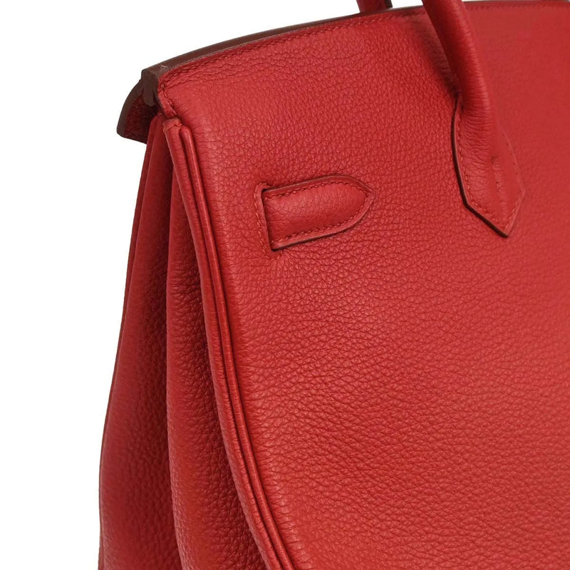 Hermes Birkin Red Togo With Palladium Hardware Leather Bag