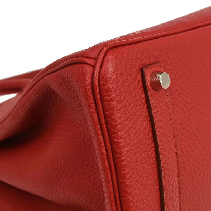 Hermes Birkin Red Togo With Palladium Hardware Leather Bag