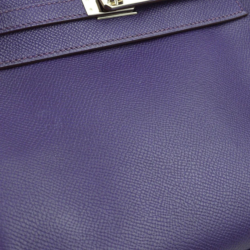 Hermes Kelly Purple Epsom With Palladium Hardware Leather Bag