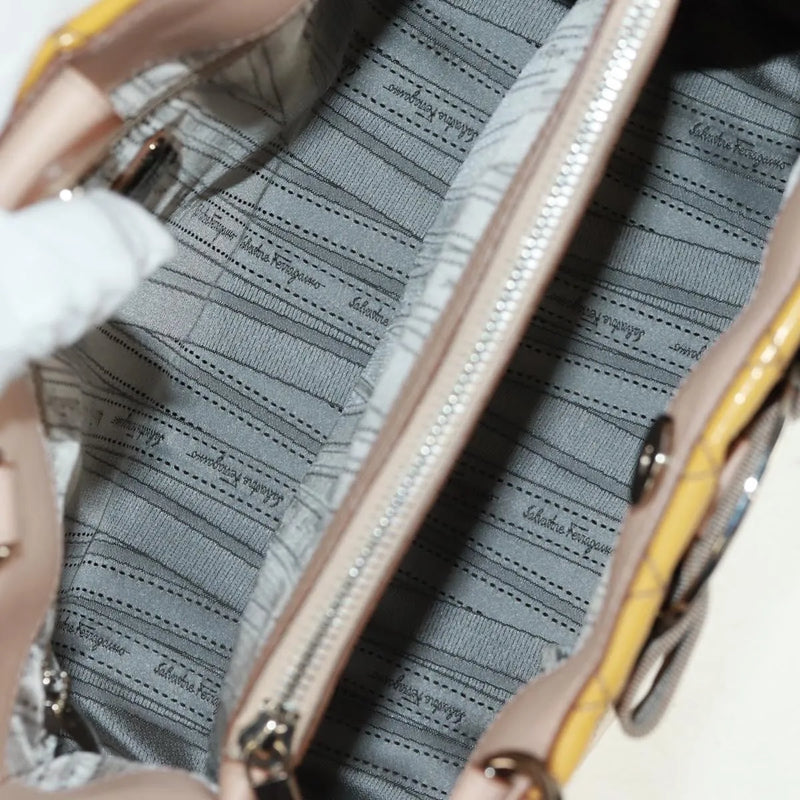 Salvatore Ferragamo Vala Patent Leather Yellow Patent_leather Bag