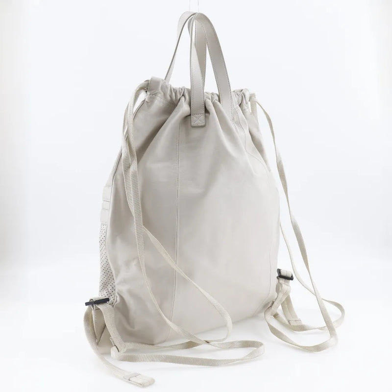 Bottega Veneta Drawstring Perforated Leather Beige Calfskin Bag